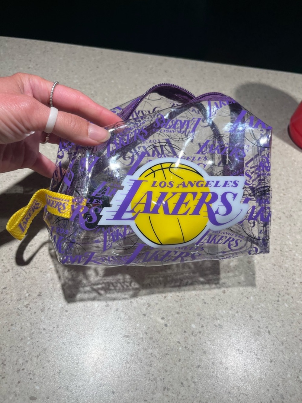 Los Angeles Lakers Clear Cosmetic Pouch - Purple & Yellow